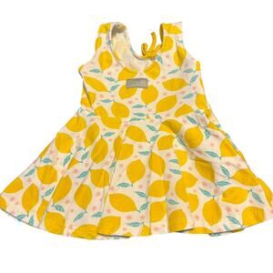 Eleanor Rose Cotton Spandex Blend Girls Size 5-6 Lemon Yellow White Dress